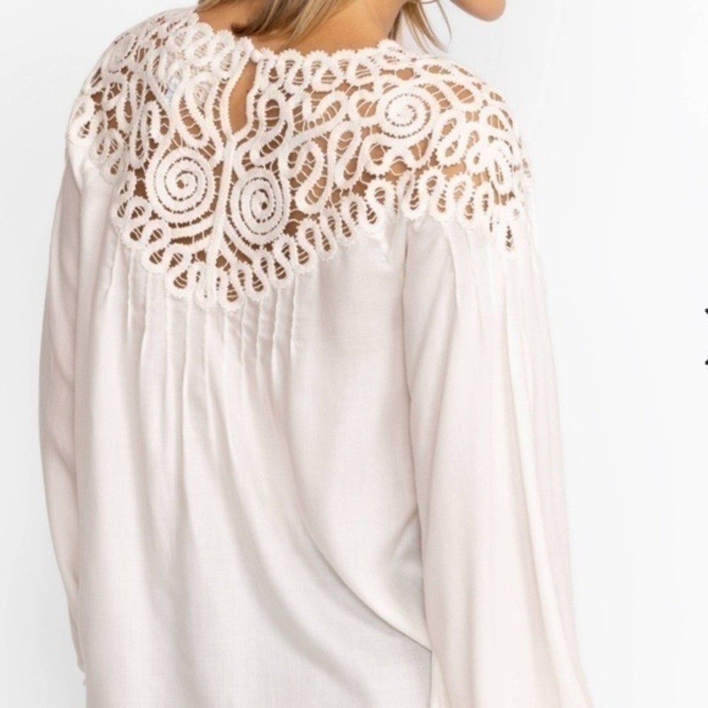 NEW JOHNNY WAS Cielito Linen Mini Dress Ecru Cream S